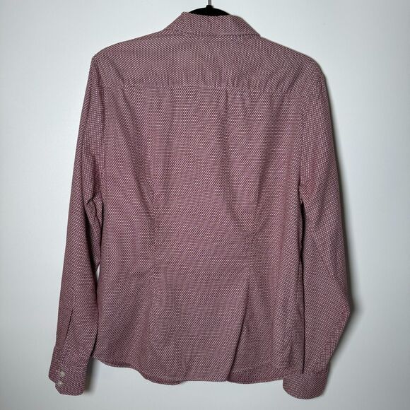 Vintage Ingram Italian Cotton Button Up Shirt Mens 48 Burgundy Geometric EU Made - Picture 5 of 16